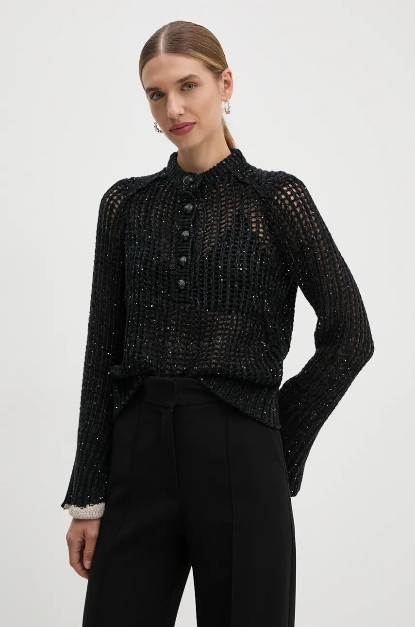 ZADIG&VOLTAIRE pulover femei, culoarea negru, călduros, KWSW01667 ZADIG&VOLTAIRE pulover femei, culoarea negru, călduros, KWSW01667