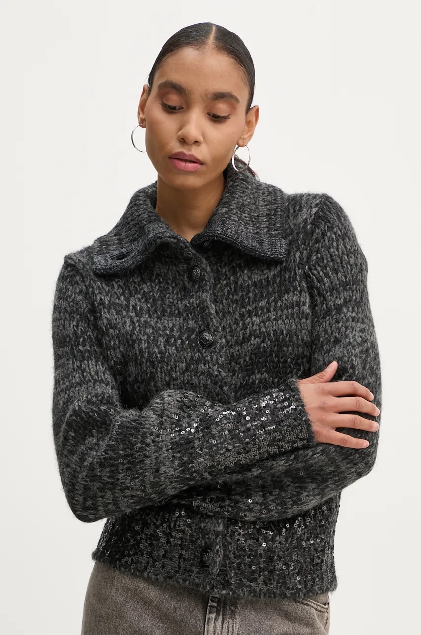 ZADIG&VOLTAIRE cardigan din lana culoarea gri, călduros, KWCO00080 ZADIG&VOLTAIRE cardigan din lana culoarea gri, călduros, KWCO00080