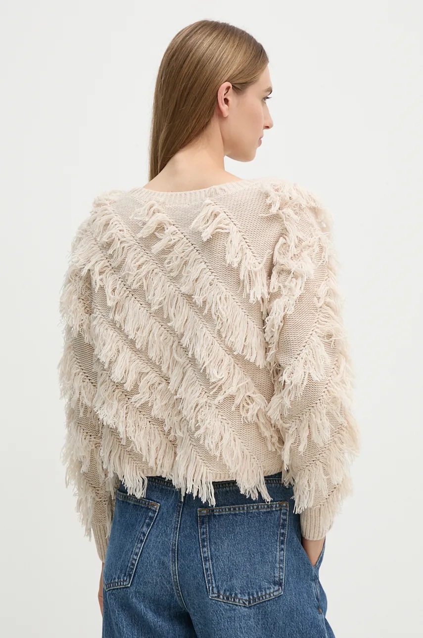 Πουλόβερ με προσθήκη μαλλιού OUI γυναικείο, χρώμα: μπεζ, 89583 φωτογραφία