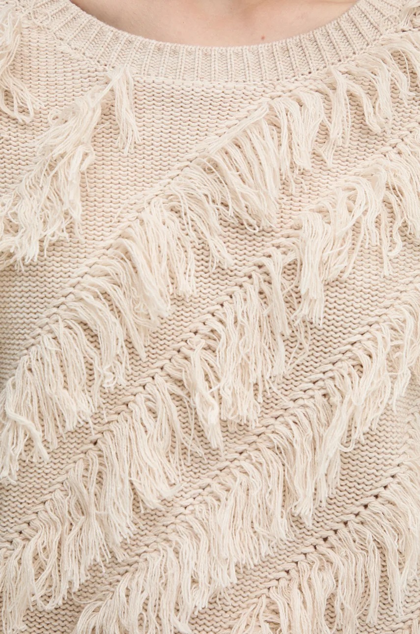 Πουλόβερ με προσθήκη μαλλιού OUI γυναικείο, χρώμα: μπεζ, 89583 φωτογραφία