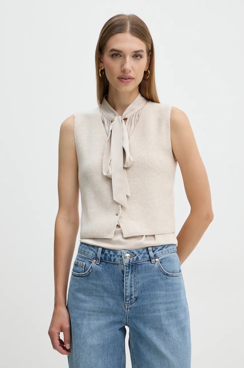 OUI vesta din amestec de lana culoarea bej, 89307 OUI vesta din amestec de lana culoarea bej, 89307