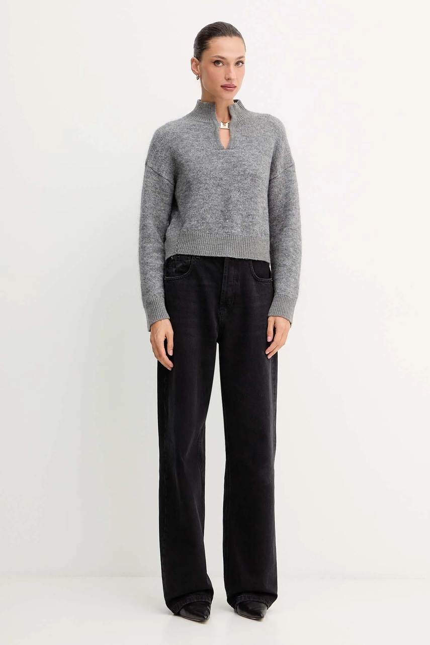 Шерстяной свитер Simona Corsellini женский цвет серый с полугольфом A24CPMGO10