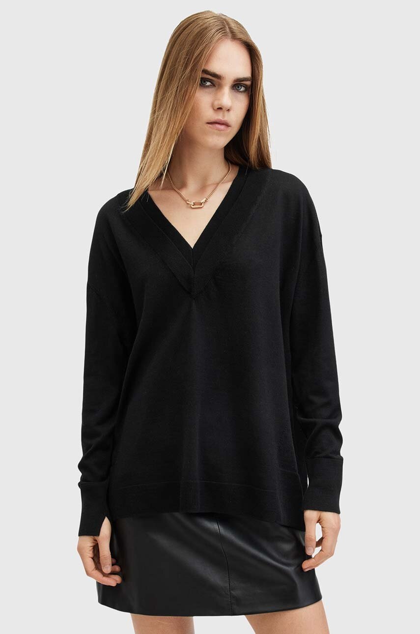 

Вълнен пуловер AllSaints BERN дамски в черно W037KB, Черен