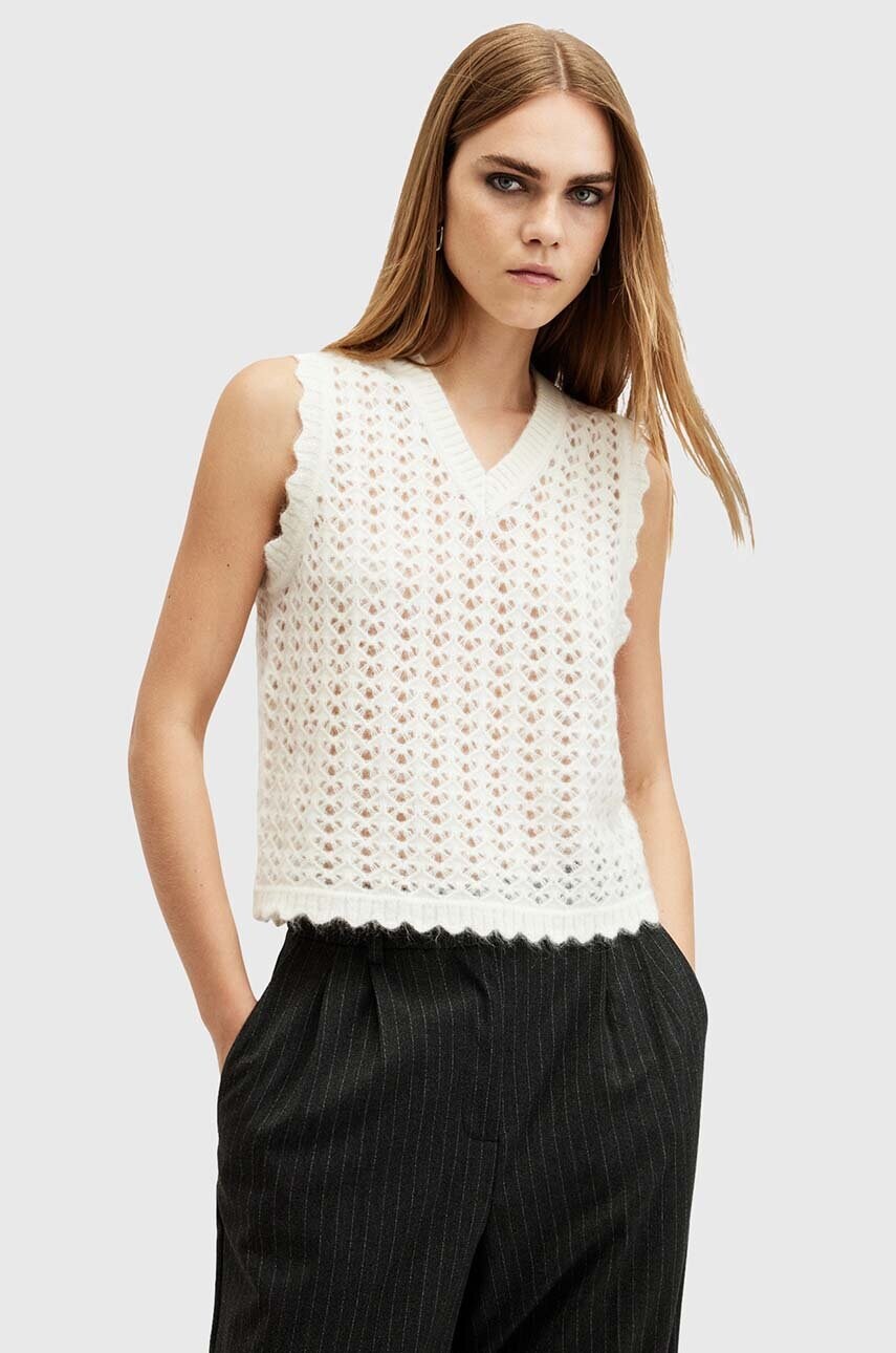 AllSaints vesta de lana VIVIAN TANK culoarea alb, light, W057KB