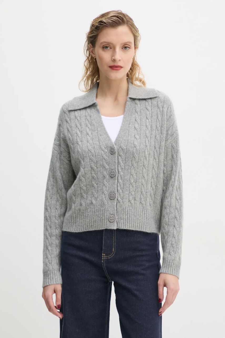 FROM FUTURE cardigan din casmir culoarea gri, light, WPC01295 FROM FUTURE cardigan din casmir culoarea gri, light, WPC01295