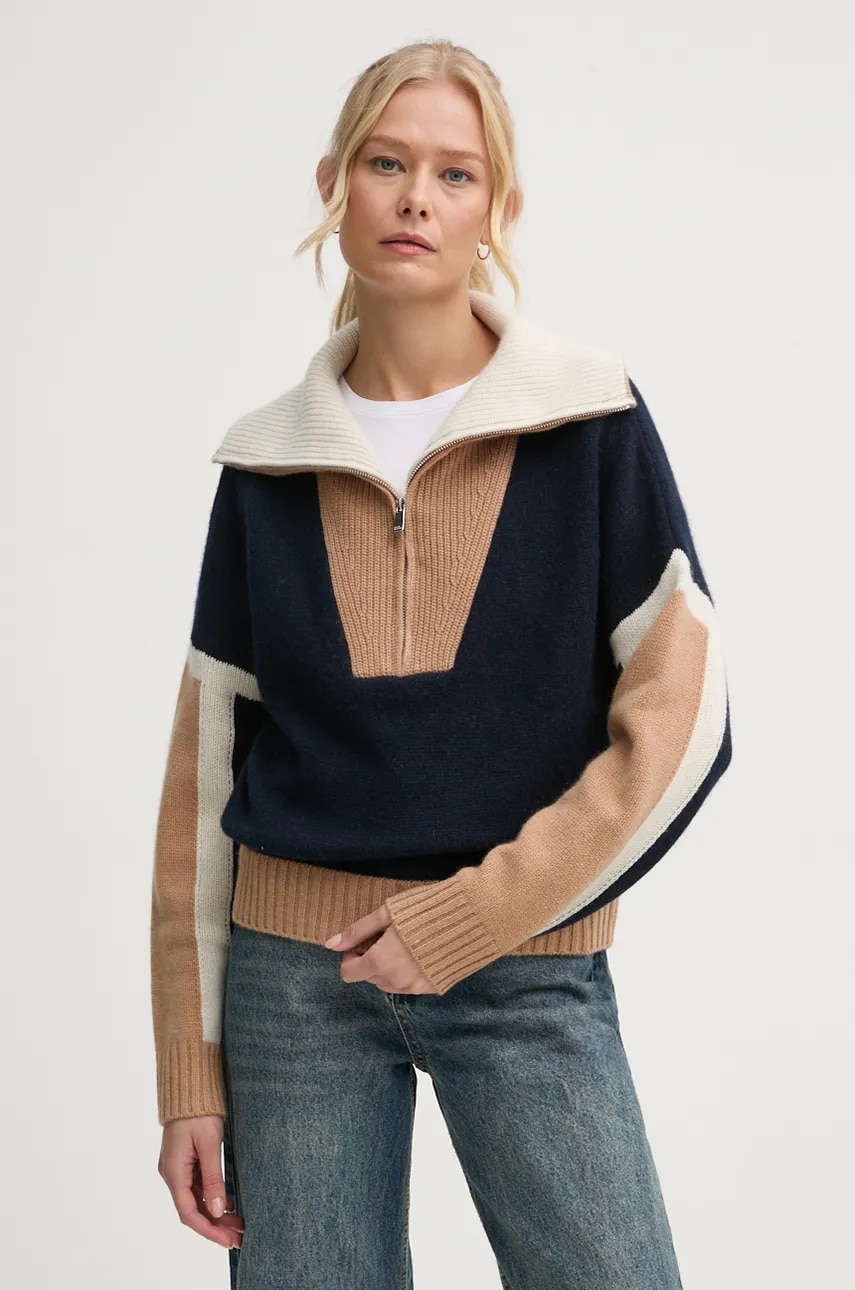 FROM FUTURE pulover de casmir culoarea albastru marin, cu turtleneck, WPM02264 FROM FUTURE pulover de casmir culoarea albastru marin, cu turtleneck, WPM02264
