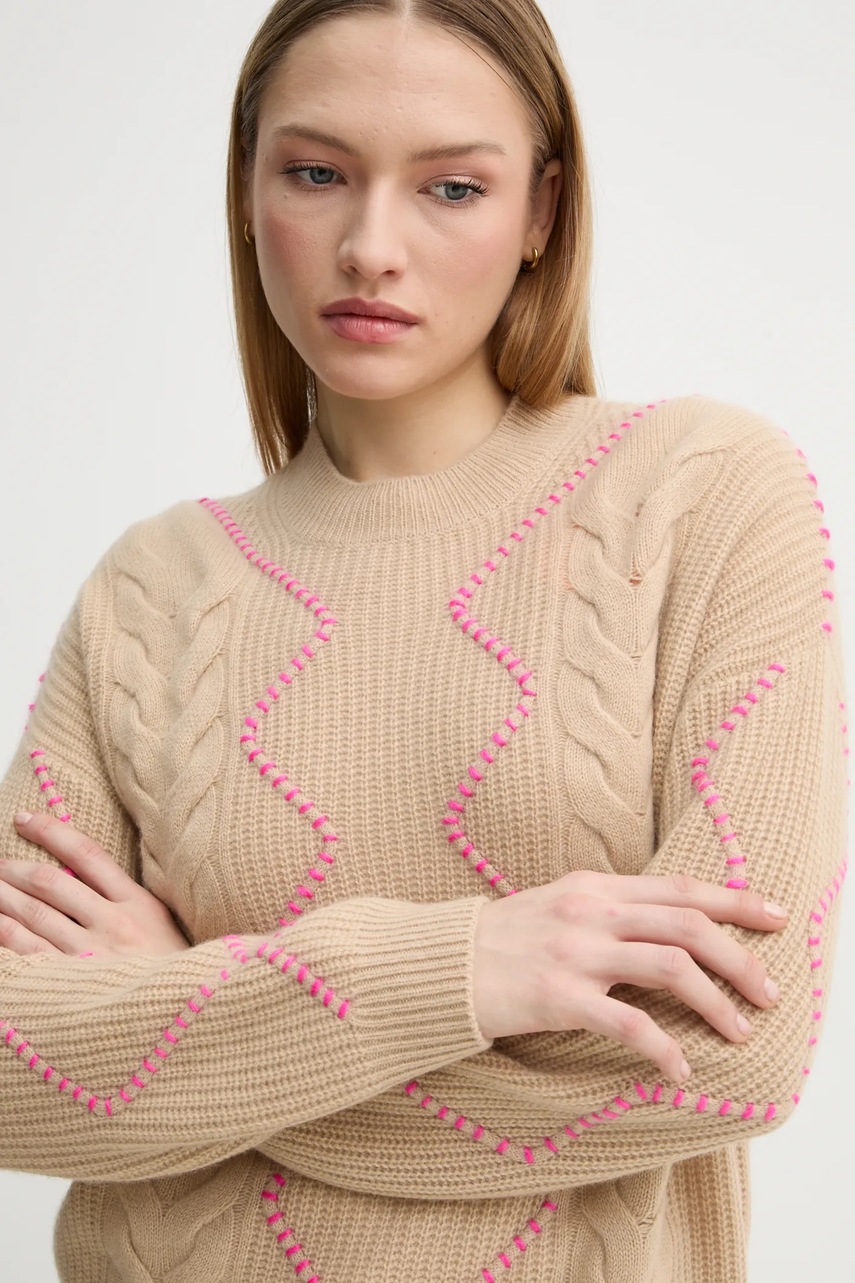 Πουλόβερ κασμίρ FROM FUTURE χρώμα: μπεζ, WPR02176 φωτογραφία