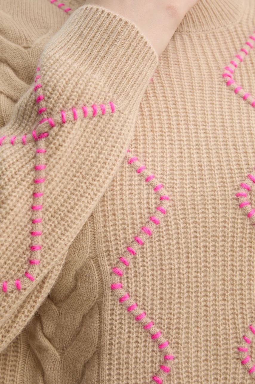 Πουλόβερ κασμίρ FROM FUTURE χρώμα: μπεζ, WPR02176 φωτογραφία