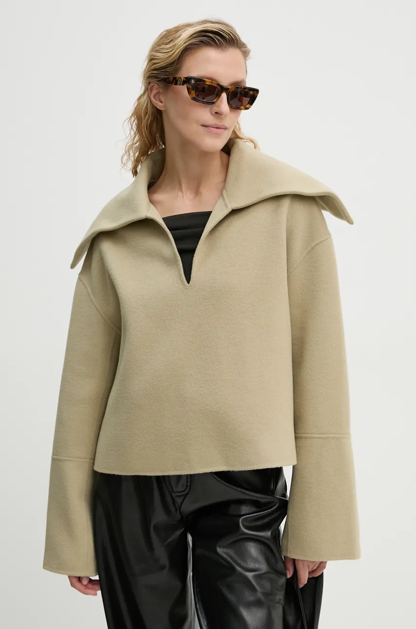 

Вълнен пуловер Nanushka MAXE дамски в зелено от топла материя NW24PFSG27062, Бежов