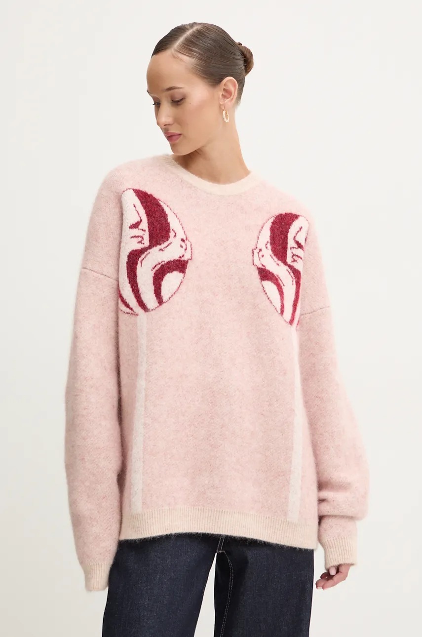 Μάλλινο πουλόβερ Fiorucci γυναικείο, χρώμα: ροζ, U01FMKSW255KN11MU01 φωτογραφία