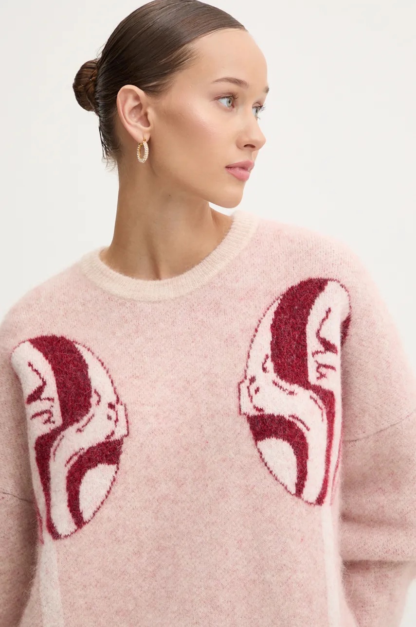 Μάλλινο πουλόβερ Fiorucci γυναικείο, χρώμα: ροζ, U01FMKSW255KN11MU01 φωτογραφία