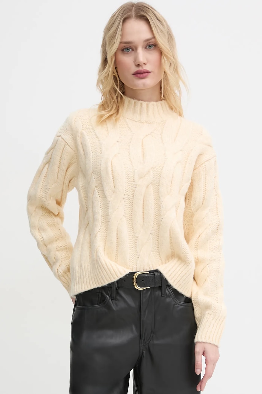 Levi's pulover din amestec de lana femei, culoarea galben, călduros, cu turtleneck, A8507 Levi's pulover din amestec de lana femei, culoarea galben, călduros, cu turtleneck, A8507