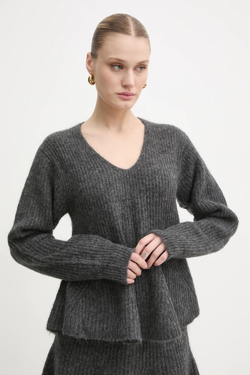 By Malene Birger pulover de lana COVA femei, culoarea gri, călduros, 103003 By Malene Birger pulover de lana COVA femei, culoarea gri, călduros, 103003