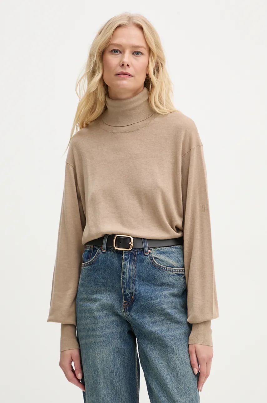 By Malene Birger pulover din amestec de lână MOHSEN femei, culoarea bej, light, cu guler, Q72551001
