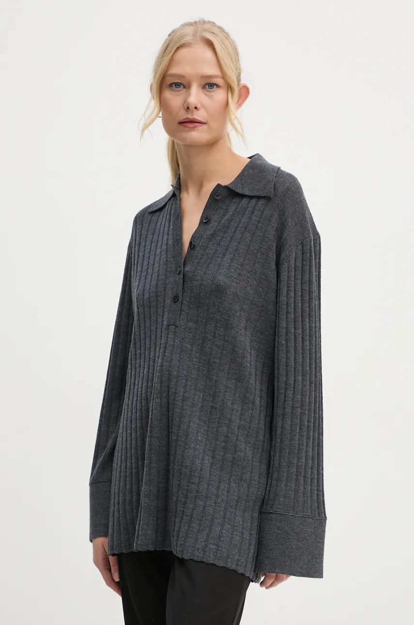 By Malene Birger pulover de lana DELPHINE femei, culoarea gri, light, Q72580001 By Malene Birger pulover de lana DELPHINE femei, culoarea gri, light, Q72580001
