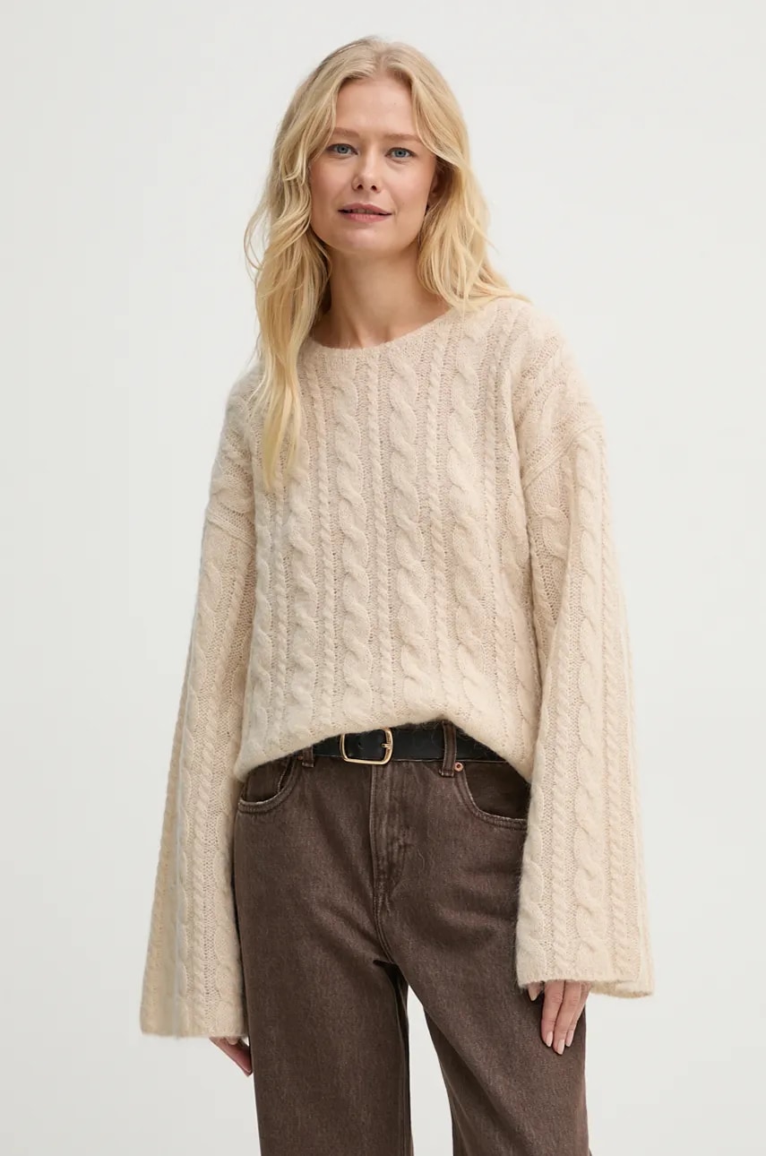 By Malene Birger pulover de lână CIERRA femei, culoarea bej, Q72574004 By Malene Birger pulover de lână CIERRA femei, culoarea bej, Q72574004