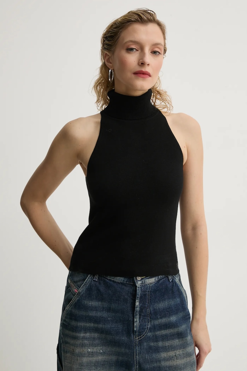 G-Star vestă din bumbac culoarea negru, light, cu guler, D26410-D487