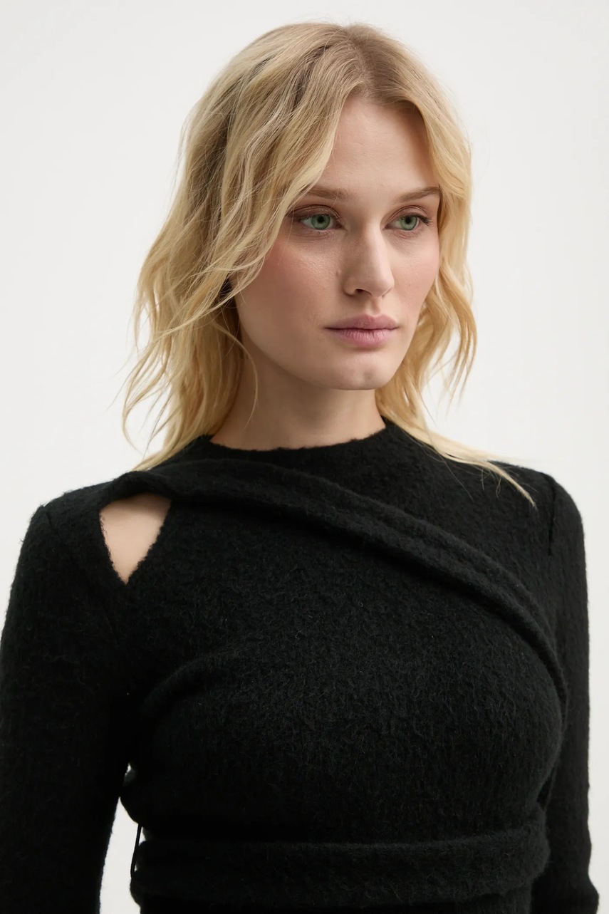 Πουλόβερ με προσθήκη μαλλιού Heliot Emil γυναικείο, χρώμα: μαύρο, AW24.W.07.065.BLK01 φωτογραφία