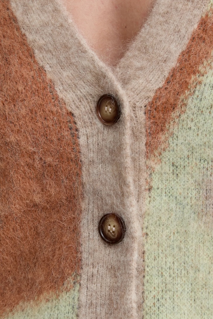 Μάλλινη ζακέτα Nanushka HENNY χρώμα: μπεζ, NW24FWSW44376 φωτογραφία