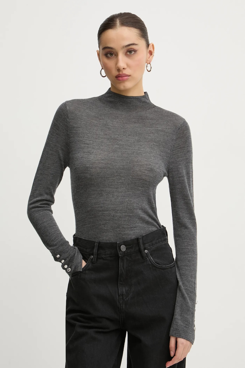 Abercrombie & Fitch pulover de lână femei, culoarea gri, light, cu turtleneck, KI150-4349 Abercrombie & Fitch pulover de lână femei, culoarea gri, light, cu turtleneck, KI150-4349