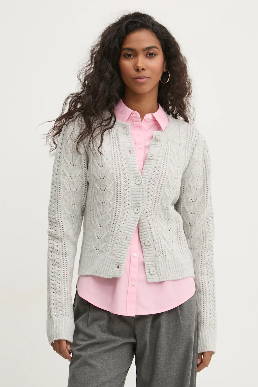Hollister Co. cardigan femei, culoarea gri, KI350-4253 Hollister Co. cardigan femei, culoarea gri, KI350-4253