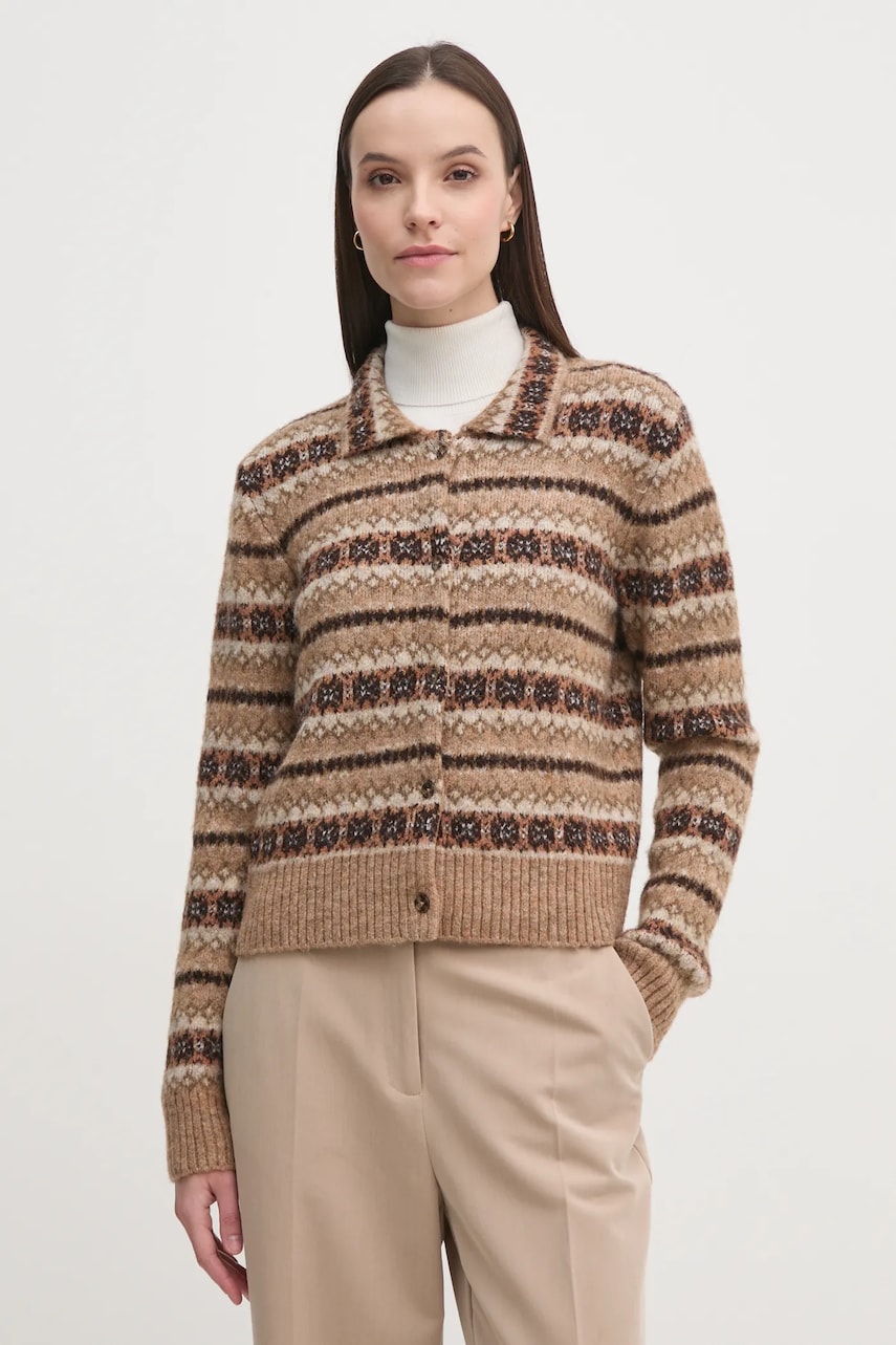 Hoss Intropia cardigan din amestec de lana culoarea maro, 6318057 Hoss Intropia cardigan din amestec de lana culoarea maro, 6318057