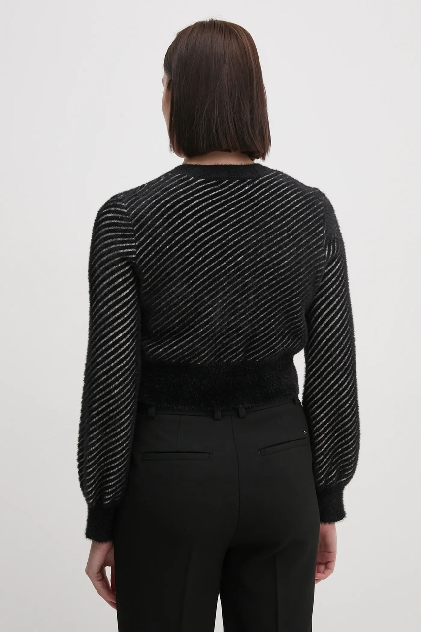 Πλεκτή ζακέτα Sandro Ferrone χρώμα: μαύρο φωτογραφία