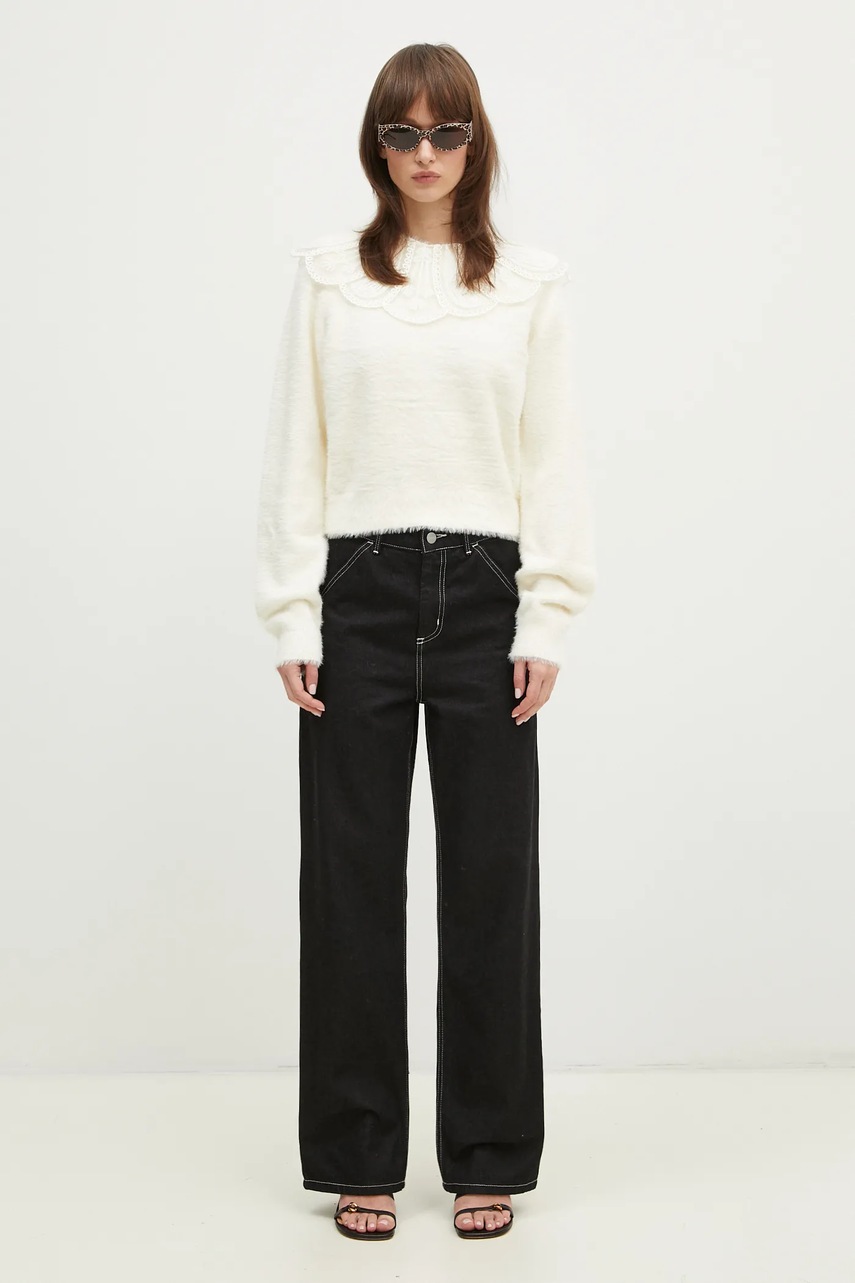 Светр Rotate Lace Collar Knit жіночий колір бежевий  113212269 