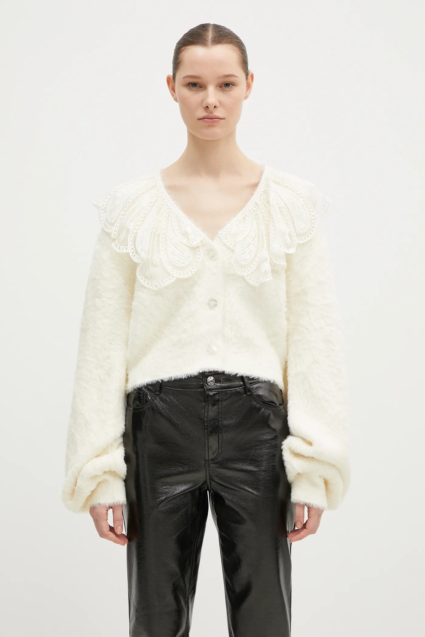 Rotate cardigan Lace Collar Knit femei, culoarea bej, călduros, 113214269