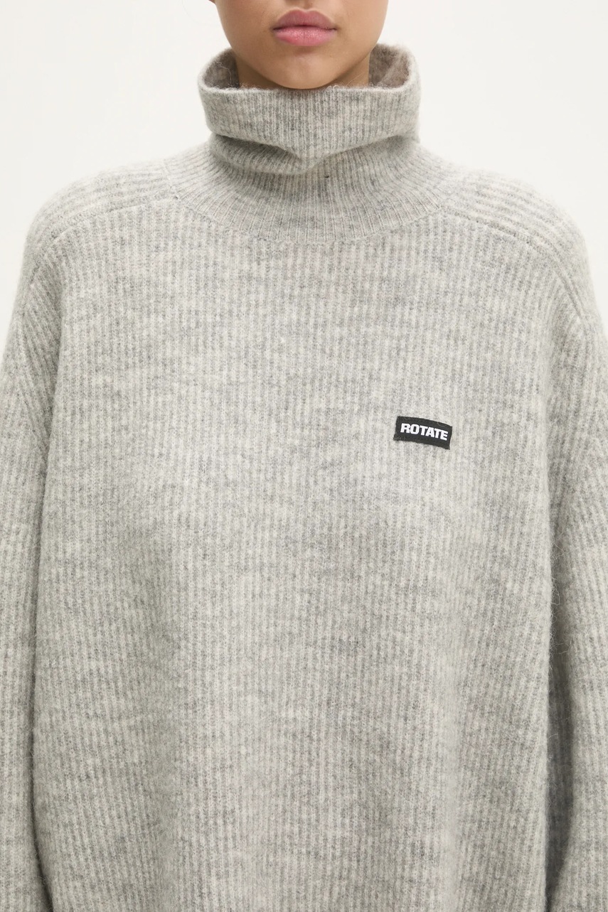 Вовняний светр Rotate Turtleneck жіночий колір сірий гольф 113128039 
