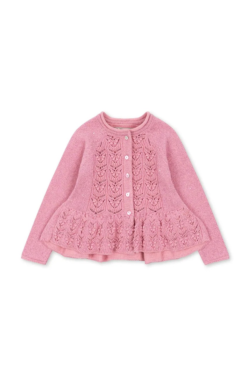 

Детска жилетка Konges Sløjd CABBY FRILL CARDIGAN в розово KS101445, Розов