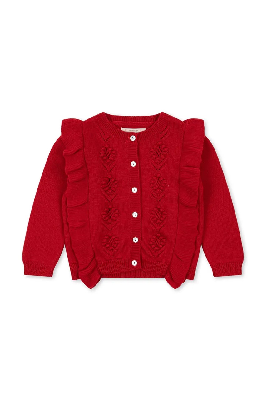 Konges Sløjd cardigan de lână pentru copii FIOL FRILL CARDIGAN culoarea roșu, KS101519