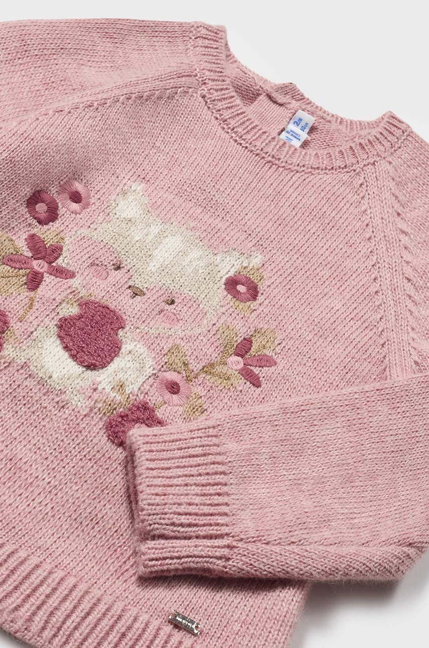 Детский свитер с примесью шерсти Mayoral цвет розовый 2323