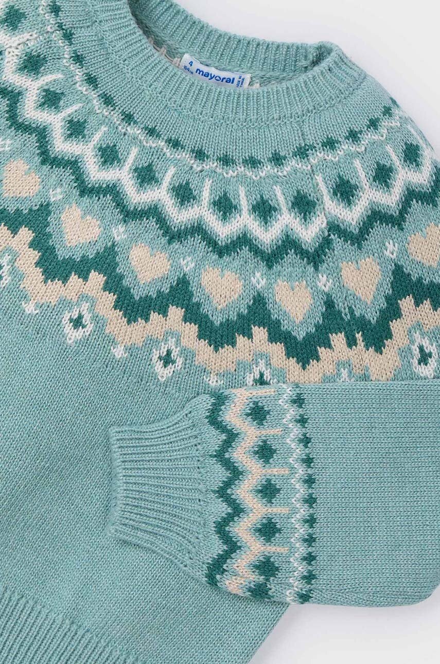 Дитячий светр з домішкою вовни Mayoral колір бірюзовий 4358