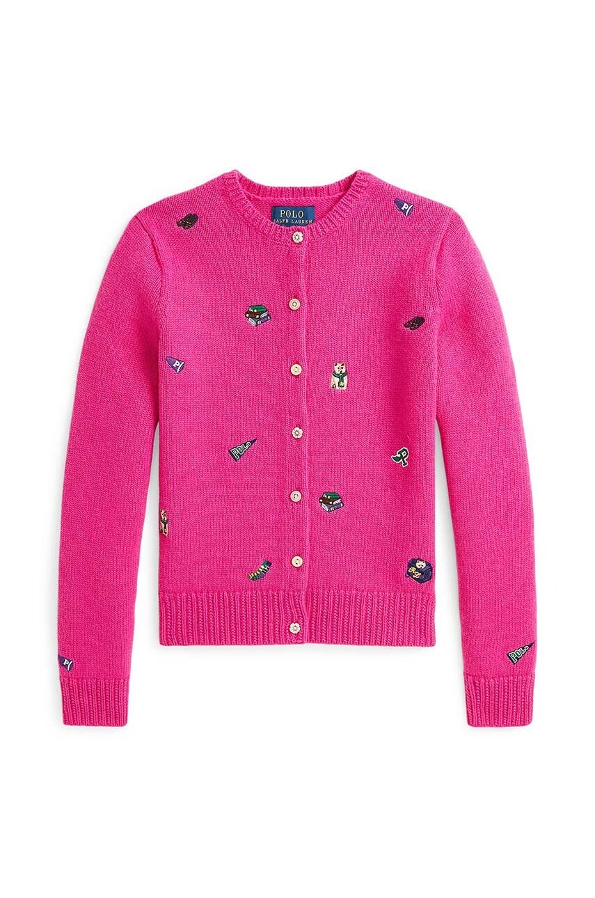 Levně Dětský vlněný kardigan Polo Ralph Lauren růžová barva, 313950809001