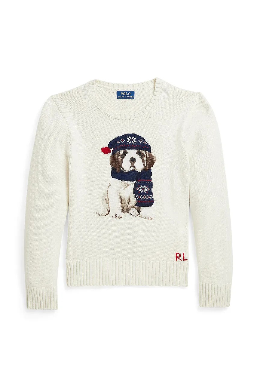 

Детски памучен пуловер Polo Ralph Lauren в бежово 313951752001, Бежов
