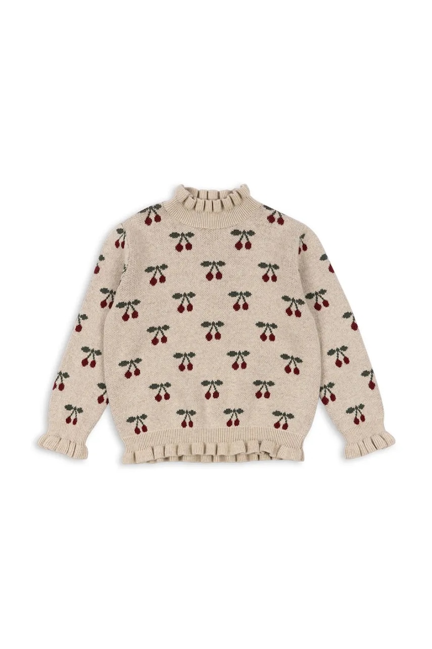 Konges Sløjd pulover pentru copii din amestec de casmir SIKA SWEATER culoarea bej, KS102098 Konges Sløjd pulover pentru copii din amestec de casmir SIKA SWEATER culoarea bej, KS102098