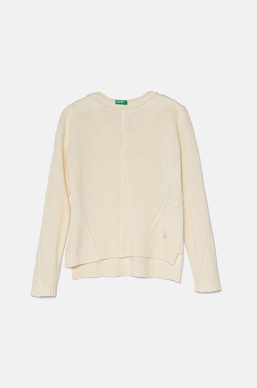 United Colors of Benetton pulover de lână pentru copii culoarea bej, light, 1244C106X
