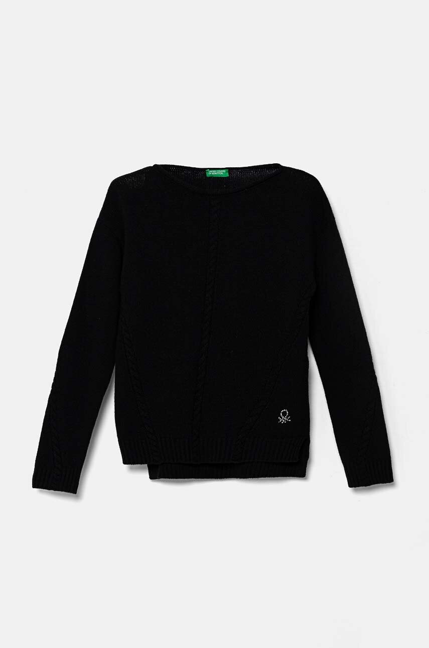 United Colors of Benetton pulover de lână pentru copii culoarea negru, light, 1244C106X