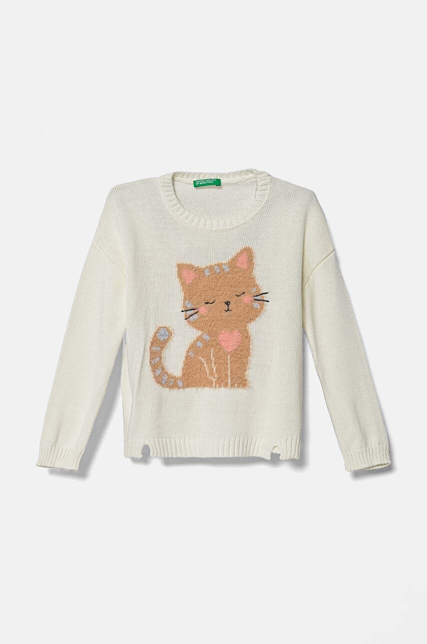 United Colors of Benetton pulover bebe culoarea bej, light, 1170H1028 United Colors of Benetton pulover bebe culoarea bej, light, 1170H1028