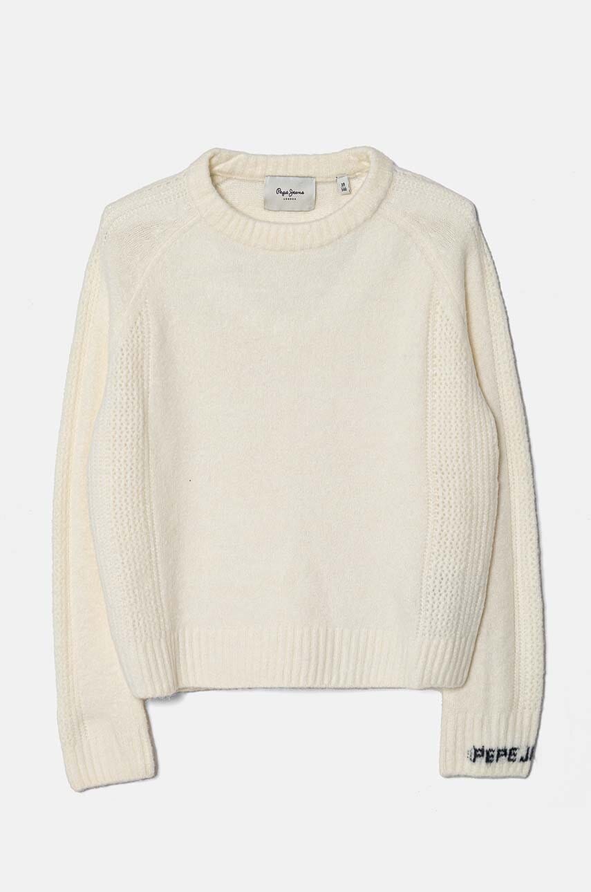 Pepe Jeans pulover pentru copii din amestec de lana WINNIE culoarea bej, PG701081 Pepe Jeans pulover pentru copii din amestec de lana WINNIE culoarea bej, PG701081