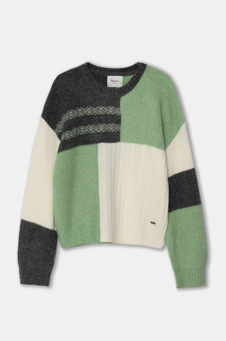Pepe Jeans pulover pentru copii din amestec de lana WINSLOW culoarea verde, PG701102 Pepe Jeans pulover pentru copii din amestec de lana WINSLOW culoarea verde, PG701102