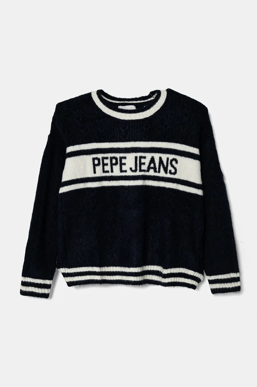 Pepe Jeans pulover pentru copii din amestec de lana WRENLEY culoarea albastru marin, PG701103 Pepe Jeans pulover pentru copii din amestec de lana WRENLEY culoarea albastru marin, PG701103