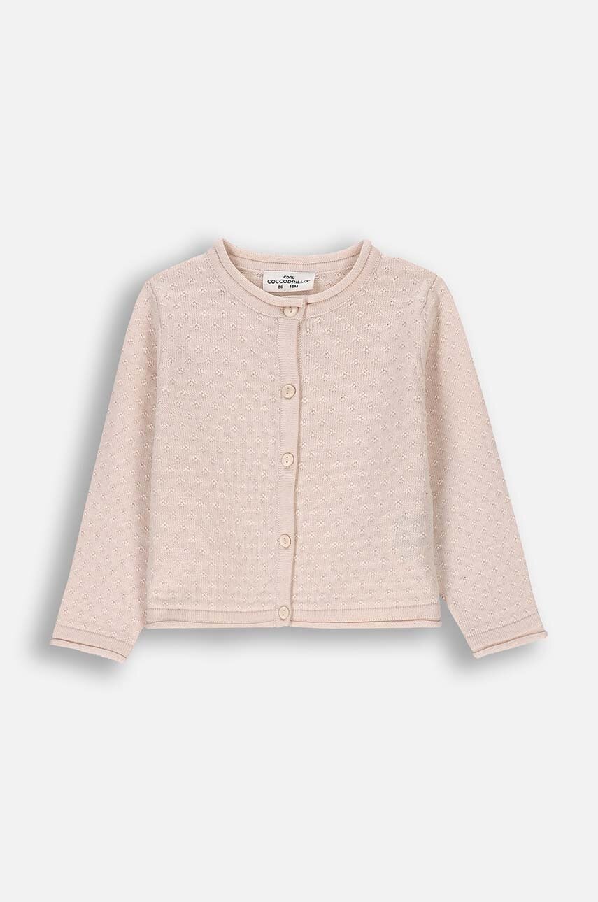 Coccodrillo cardigan bebe culoarea bej, light, FLOWERS GIRL NEWBORN