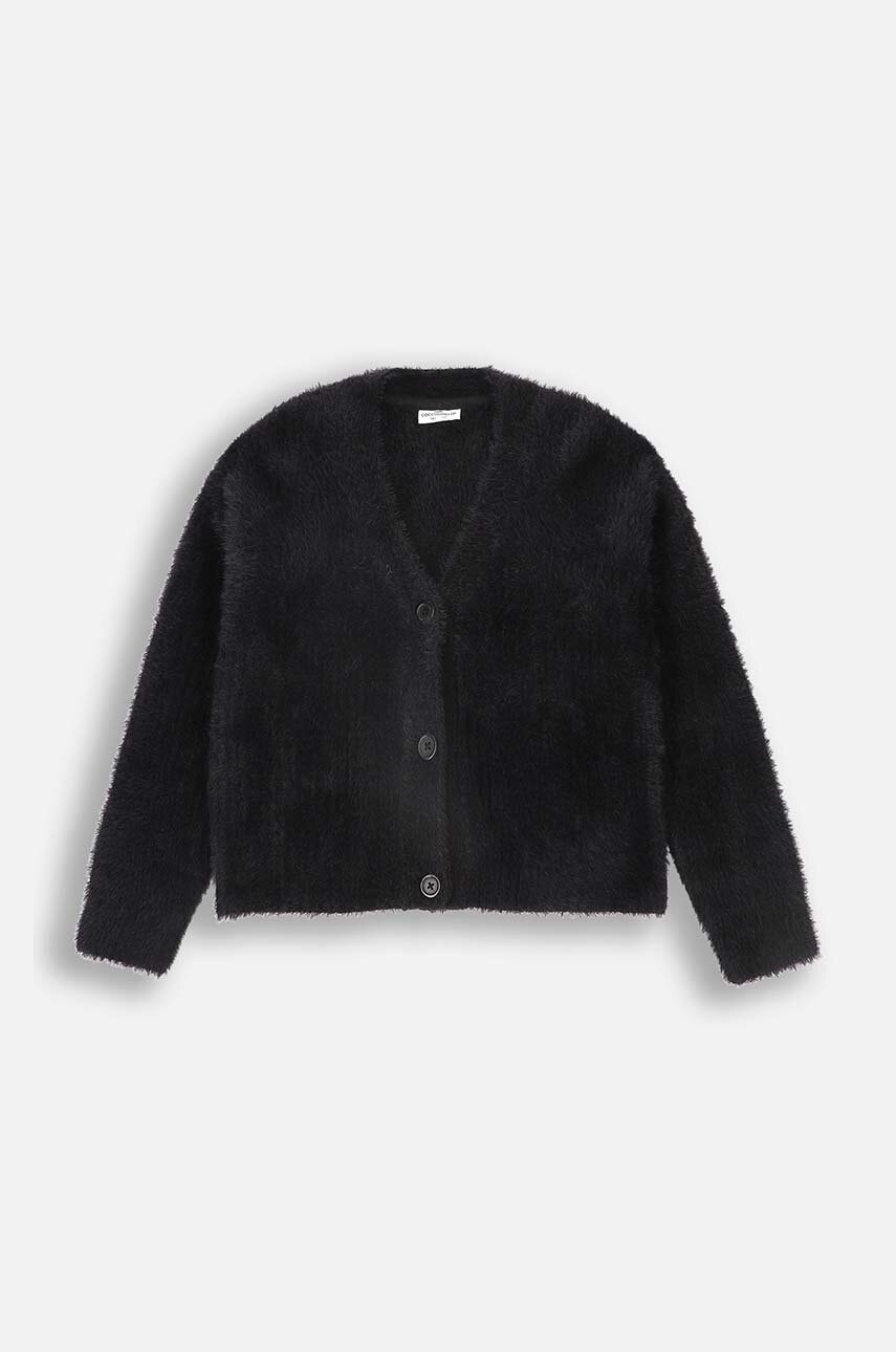 Coccodrillo cardigan copii culoarea negru, MYSTIC NATURE GIRL JUNIOR
