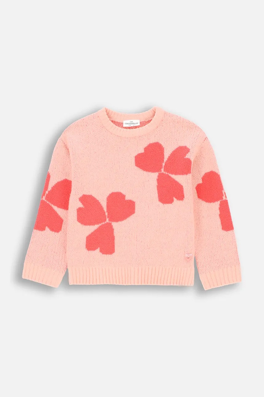 Дитячий светр Coccodrillo колір рожевий HEARTS GIRL KIDS Дитячий светр Coccodrillo колір рожевий HEARTS GIRL KIDS