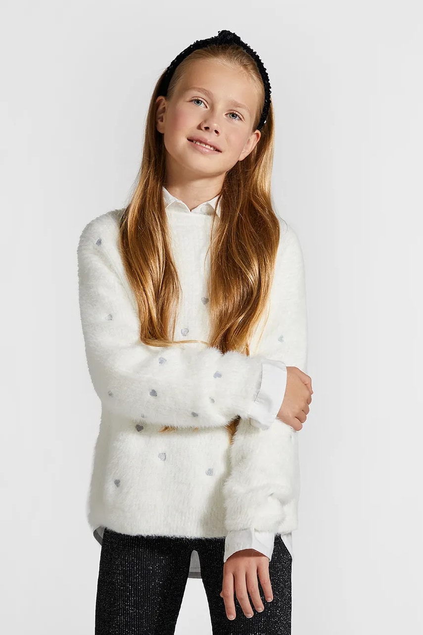 Coccodrillo pulover copii culoarea alb, ELEGANT PARTY GIRL Coccodrillo pulover copii culoarea alb, ELEGANT PARTY GIRL