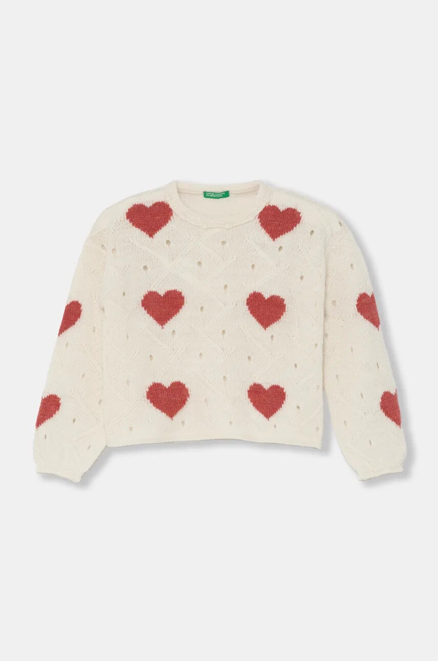 United Colors of Benetton pulover pentru copii din amestec de lana culoarea bej, light, 1076H102A