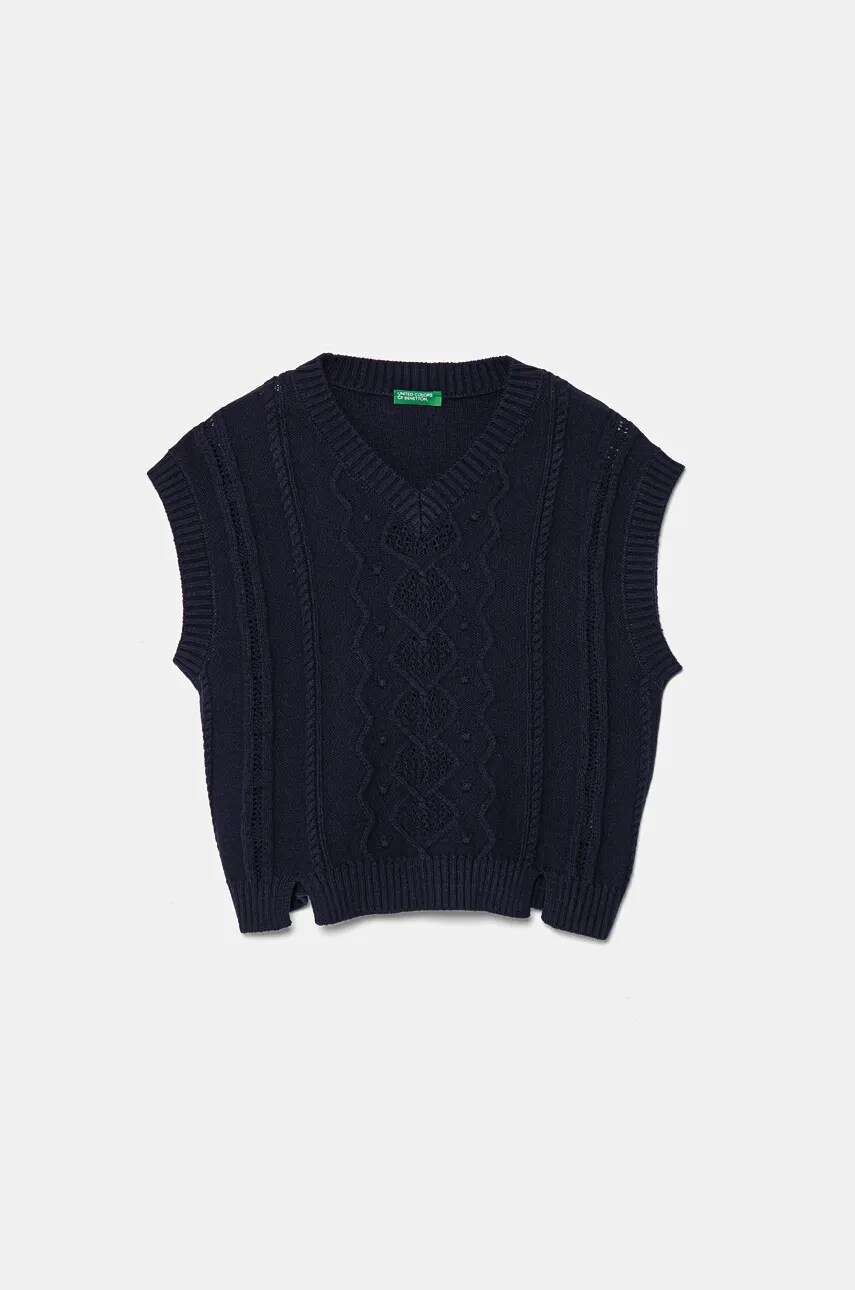 United Colors of Benetton vestă din amestec de lână pentru copii culoarea albastru marin, light, 1WUAC400I