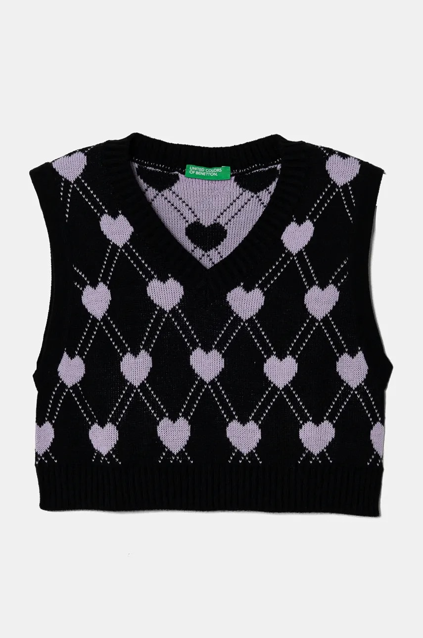 United Colors of Benetton vesta copii culoarea negru, 1070Q400J